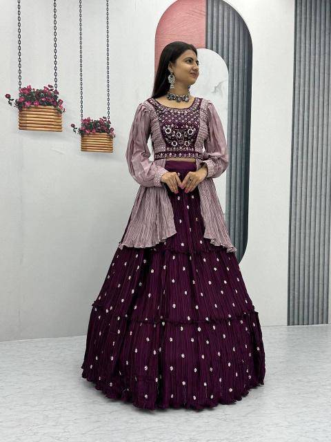 Launching Rakhi Pc 419 Chinon Purple Bridal lehenga choli supplier